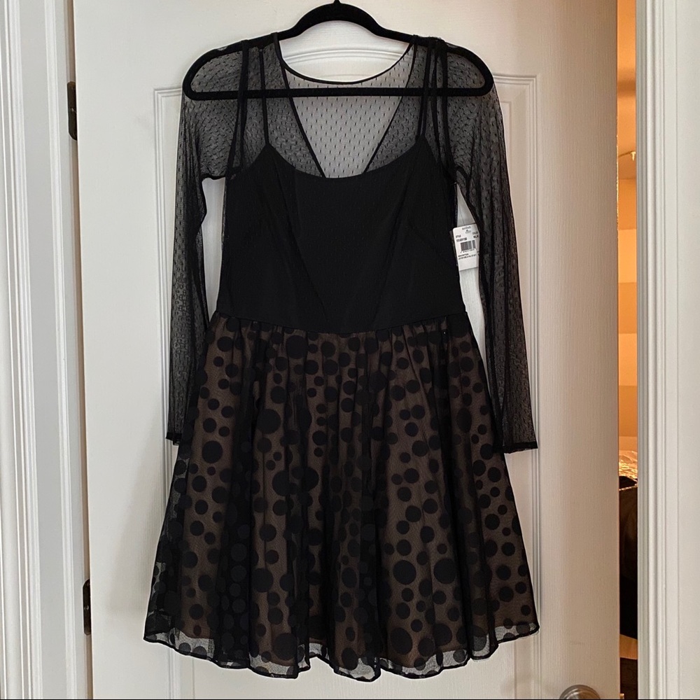 Aidan Mattox Sheer Polka Dot Dress